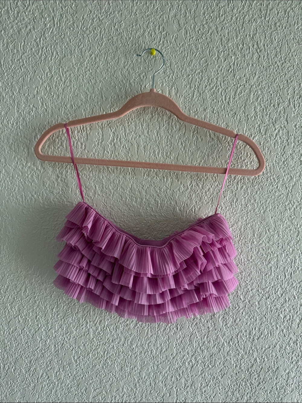 Zara Pink Ruffled Crop Top